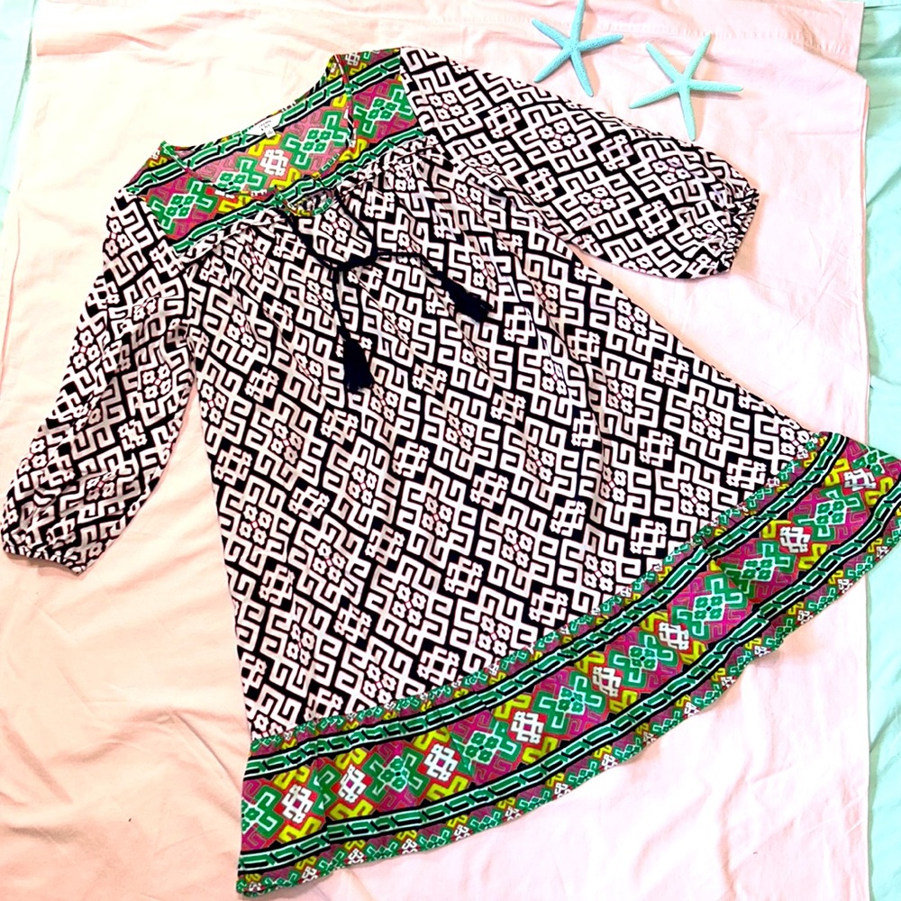 Crown & Ivy Tunic Dress, 3/4 puff sleeves, Geometric Design, size medium…
